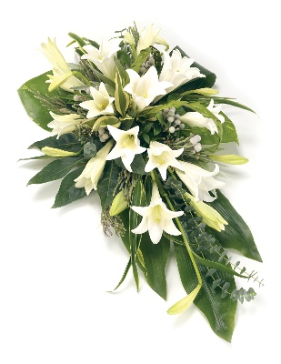 Single Ended Spray Lilies White and Green